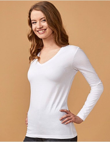 X-1560--Womens V-Neck T-Shirt Long Sleeve
